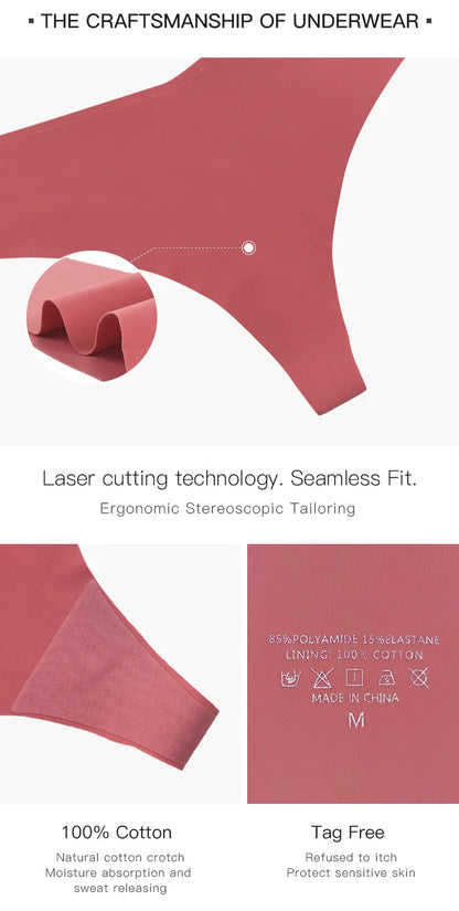 Seamless Thong Women Panties Sexy G String Ice Silk Underwear T Back Sports Yoga Girls Briefs Traceless Plus Size S-XL