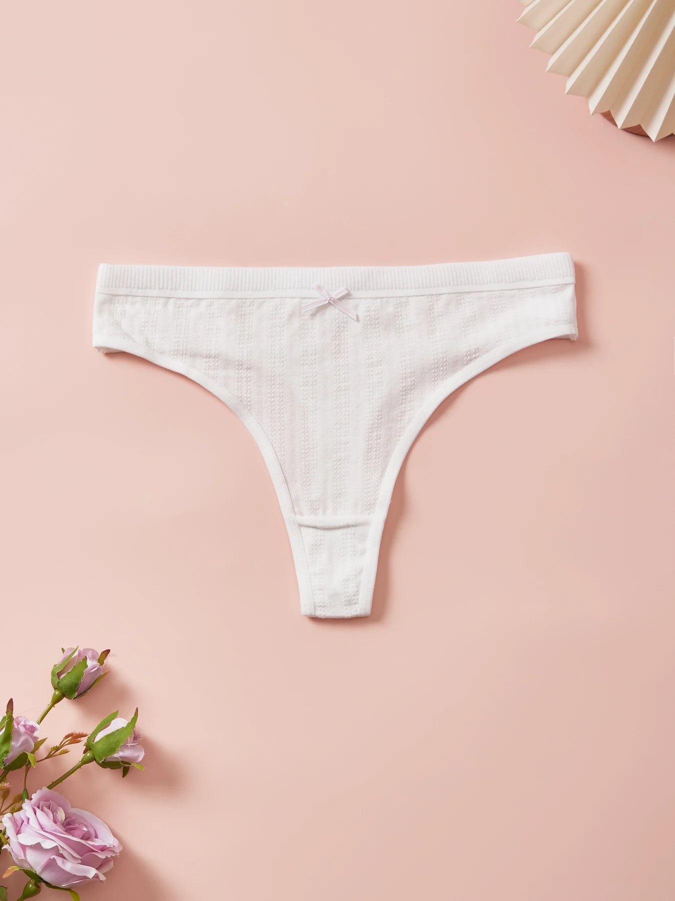 Sexy Women's Cotton Thong Panties 5pcs Low Rise Soft Comfortable Underwear Breathable Ladies Panties Bowknot for Everyday Wear