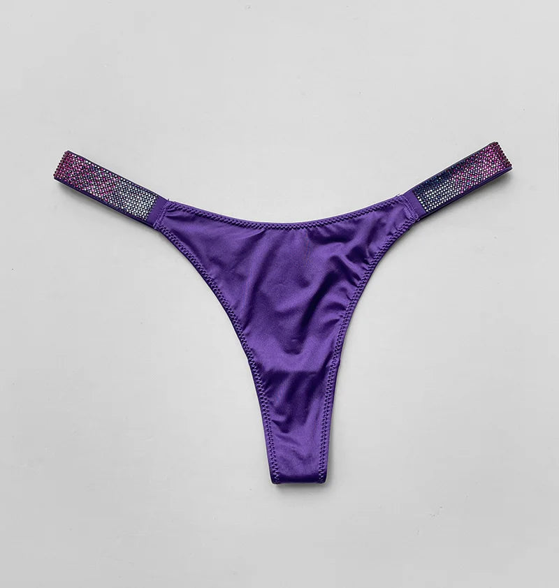 Letter Sexy Panties Women Thongs Rhinestones Diamonds G-string Sports Thong Low Waist Shorts Briefs T-back Fitness S-XL