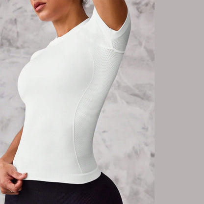 Women's short-sleeved sports top, breathable and quick-drying fabric, suitable for running and yoga,