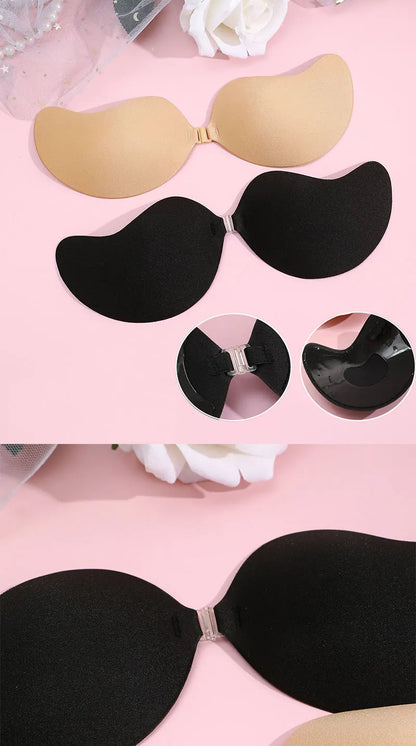 FINETOO 1Pair Women Invisible Underwear nubra Breast Patch Tow-Color Hypoallergenic Mango Cup bra Silicone Non-Falling Off Thin