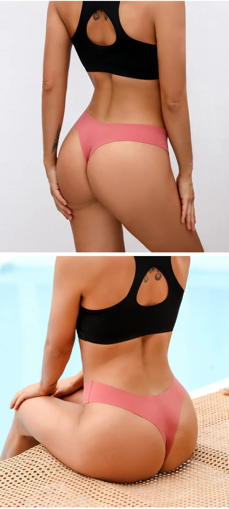 Seamless Thong Women Panties Sexy G String Ice Silk Underwear T Back Sports Yoga Girls Briefs Traceless Plus Size S-XL