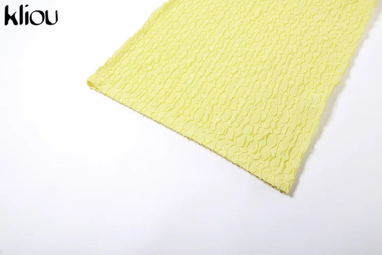 Kliou Solid Ruched Spaghetti Strap Bandage Maxi Dress Women Casual Sleeveless Backless Bodycon Ladies Party Streetwear Dresses