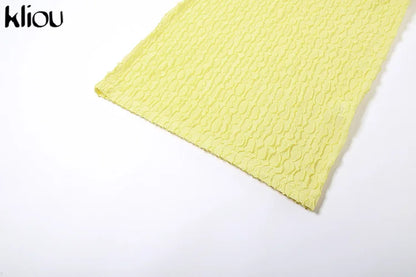 Kliou Solid Ruched Spaghetti Strap Bandage Maxi Dress Women Casual Sleeveless Backless Bodycon Ladies Party Streetwear Dresses