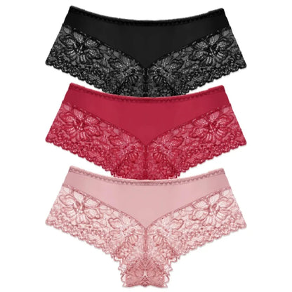 WarmSteps 3Pcs/Set Sexy Lace Panties Women Underwear Flroal Rmantic Women's Pantys Female Lingerie G Strings Thongs Briefs Tanga