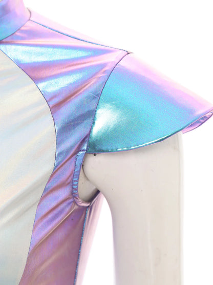 Adult Silver Astronaut Costume Women Alien Tutu Dress Suit Space Cadet Tulle Skirt Jumpsuit Halloween Cosplay Party Dress Up