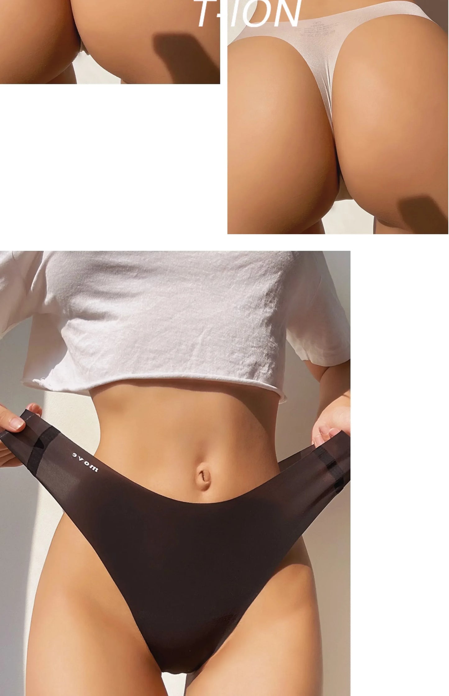 Women's Seamless Thongs - Sexy Sheer Traceless Underwear Breathable Cotton Crotch Soft Thin Panties for Sports & Daily Wear