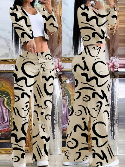 BWQ 2pcs/Set Women Popular Orange Knit Cardigan & Cargo Pant | V-Neck Button-Up Top Pants With Drawstring Waist | Elegant Casual