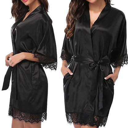Women's Underwear Glossy Robe Pajamas Ice Silk plus Size Nightgown Homewear Fashion Trend