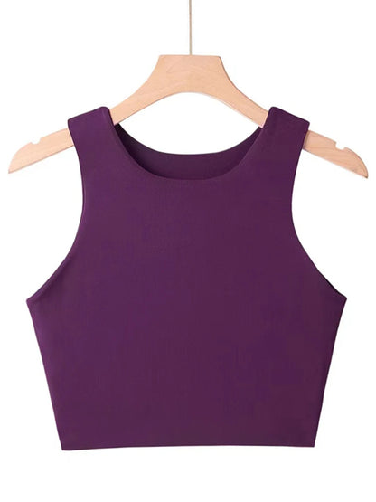 Summer Fashion Women Sexy Slim Tops O-neck Sleeveless Double Nylon Ladies Good Quality Tank Tops 6 Colors