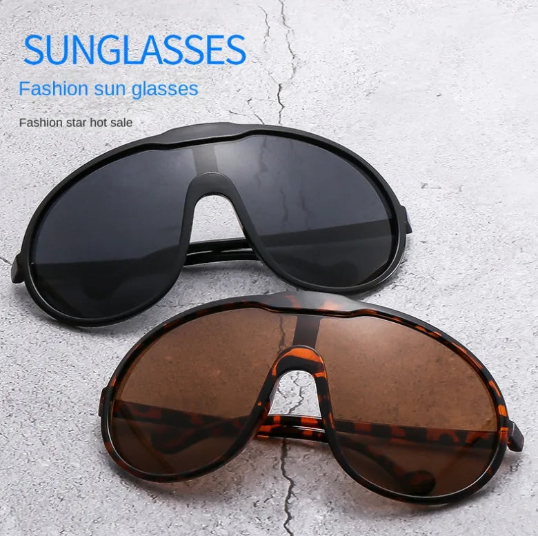 Trend Oversized Pilot Sunglasses Women Luxury Brand Designer Big Frame Cycling Sun Glasses Men Punk One Piece Len Black Yellow