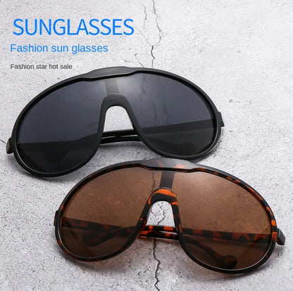Trend Oversized Pilot Sunglasses Women Luxury Brand Designer Big Frame Cycling Sun Glasses Men Punk One Piece Len Black Yellow