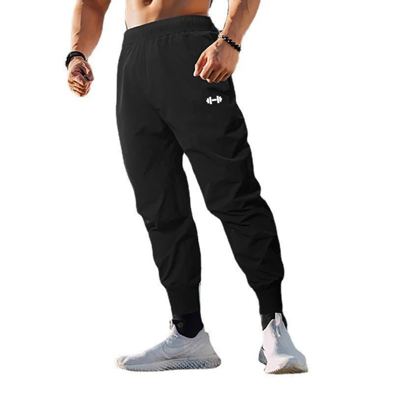 Gym Bodybuilding Fitness Sport Pants Men Casual Training Trousers Elastic Waist Ultra-thin Quick Dry High Waist Loose Long Pants