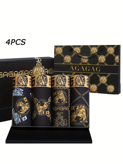 Men's Underwear Sexy Boxer Antibacterial Breathable Retro Print 4pcs Men Boxer Shorts Boys Thin Flat Corner Panties