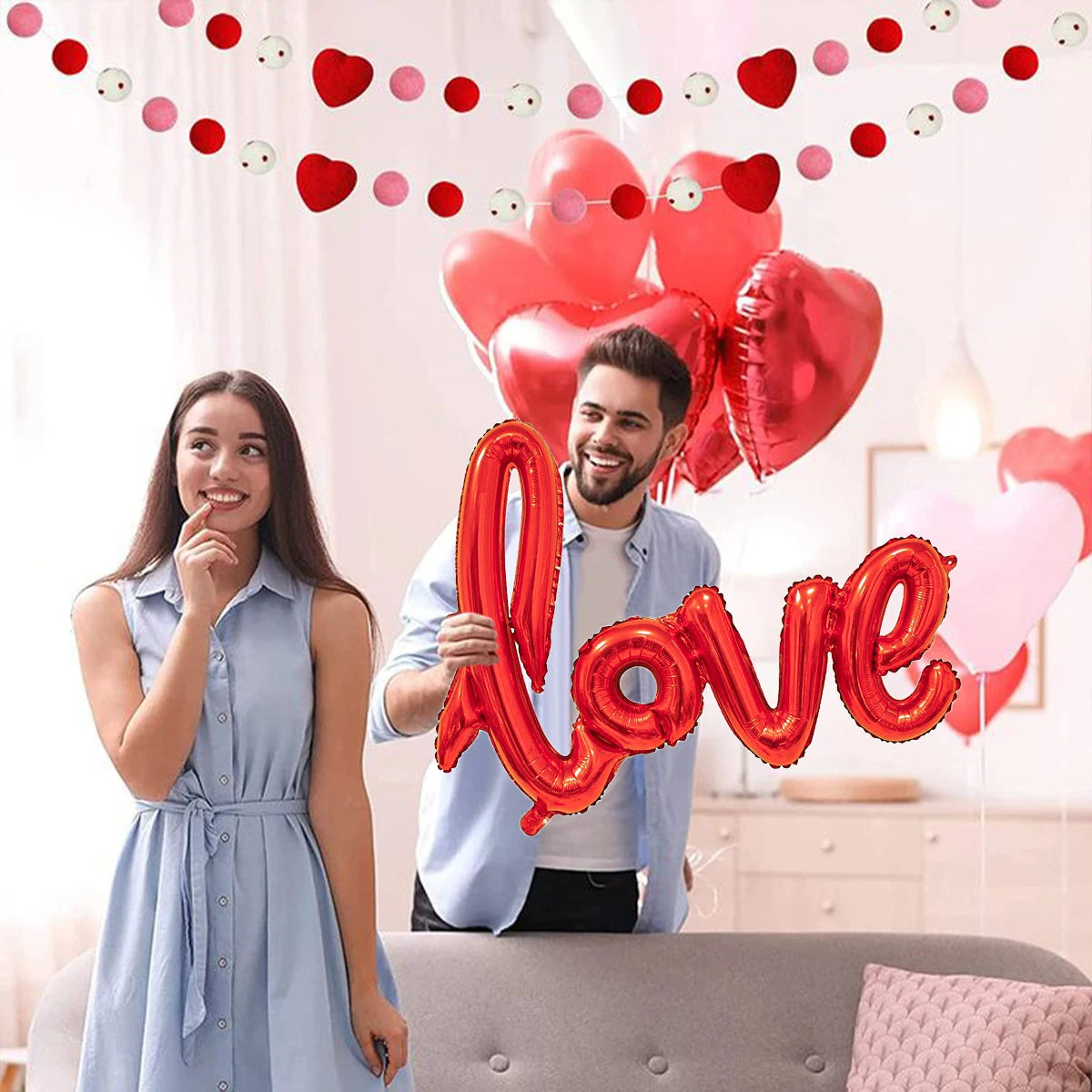 407pcs red "love" letter balloon set, 18-inch heart-shaped balloon rose petals Valentine's Day party, anniversary decoration