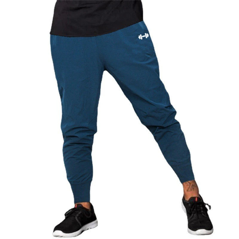 Gym Bodybuilding Fitness Sport Pants Men Casual Training Trousers Elastic Waist Ultra-thin Quick Dry High Waist Loose Long Pants