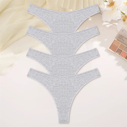 Women Cotton Thongs Female Sexy Low Waist Panties G-String Underwear Thongs Striped Panties Female Underwear T-Back Intimat 4PCS