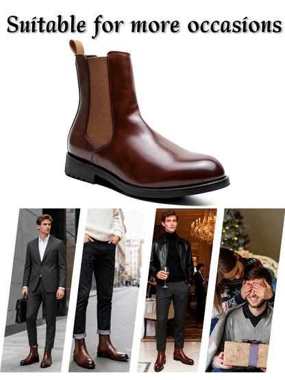 Classic Designer Men Chelsea Boots Slip On Pointed Toe Luxury Middle Ankle Short Leather Boots Men Fashion Business Dress Shoes