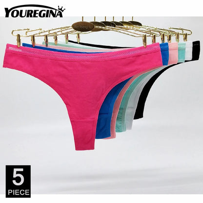 Women Panties Cotton Sexy Strings Tangas Mujer Female Underwear Big Size M XXL Thongs Breathable Lingerie G-string 5 pcs/lot