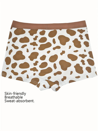 Random color: 3 stripes of cow print, widened waist, seamless, breathable, briefs, women's underwear, sporty women's thin style