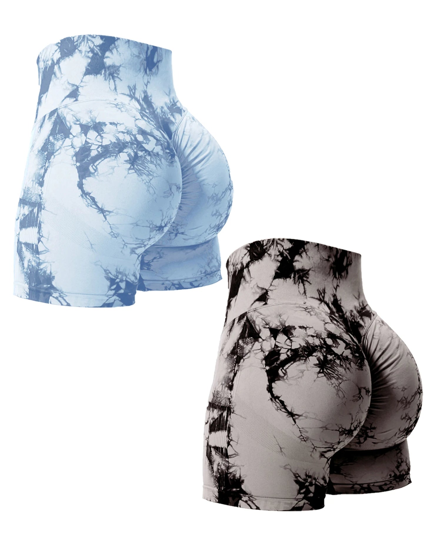 Tie Dye Butt Lifting Sexy 2pcs Gym Shorts Woman Skinny Stretch High Waist Sport Shorts Casual Seamless