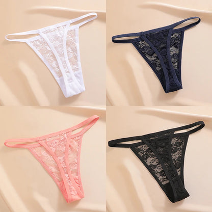 Women's Underwear Lace Panties Floral Lingerie Woman Panties Sexy Thong G-String Female Pantys Perspective Intimates Ne 4PCS