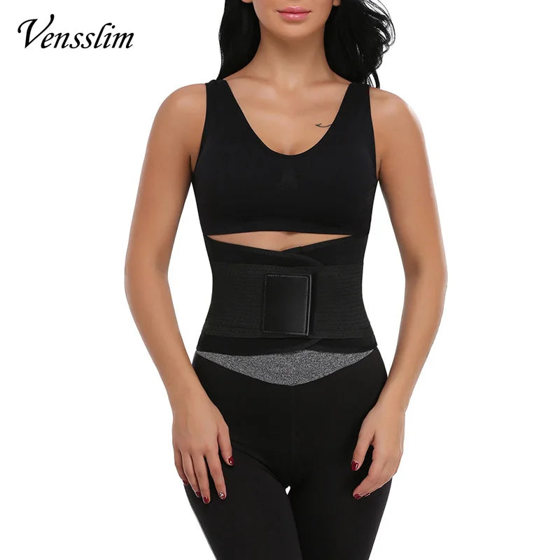 Vensslim Women Sauna Sweat Abdomen Trimmer Belt Waist Trainer Slimming Body Shaper Corset Workout Belly Slim Fat Burner Girdles