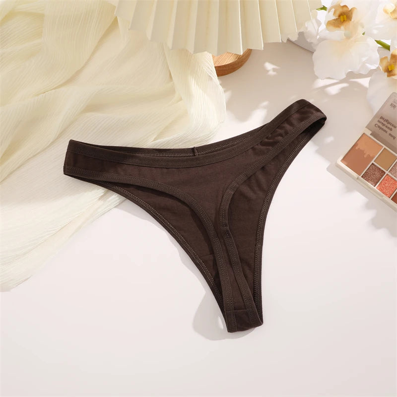 Women Cotton Thongs Female Sexy Low Waist Panties G-String Underwear Thongs Striped Panties Female Underwear T-Back Intimat 4PCS
