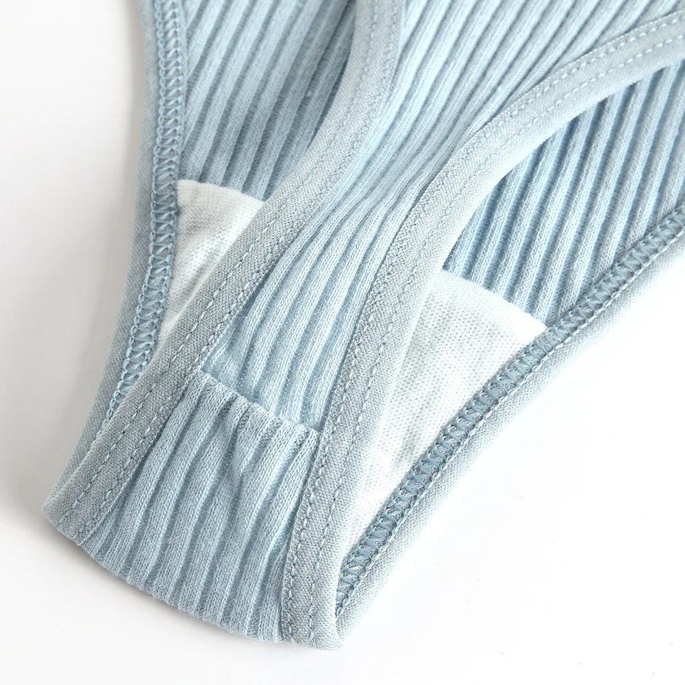 4Pcs Women's Panties G-Strings Set Fashion New Striped Soft Cotton Underwear Sexy Lingerie Sports Breathable Cozy