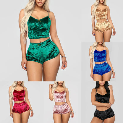 Women Sexy Nightwear Lingerie Sleepwear Underwear Crop Tops Shorts Pajamas Set