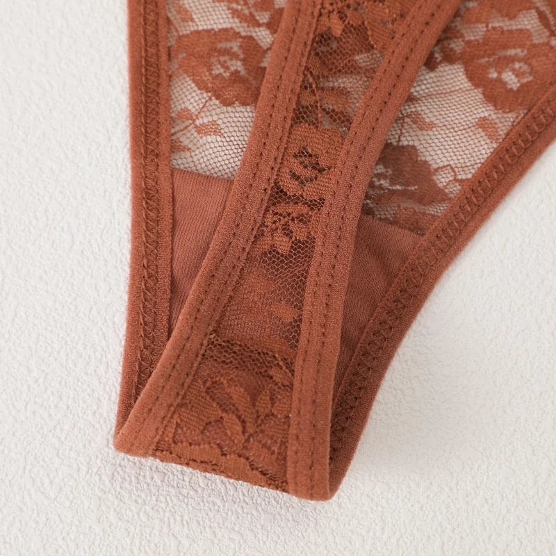 Women's Underwear Lace Panties Floral Lingerie Woman Panties Sexy Thong G-String Female Pantys Perspective Intimates Ne 4PCS