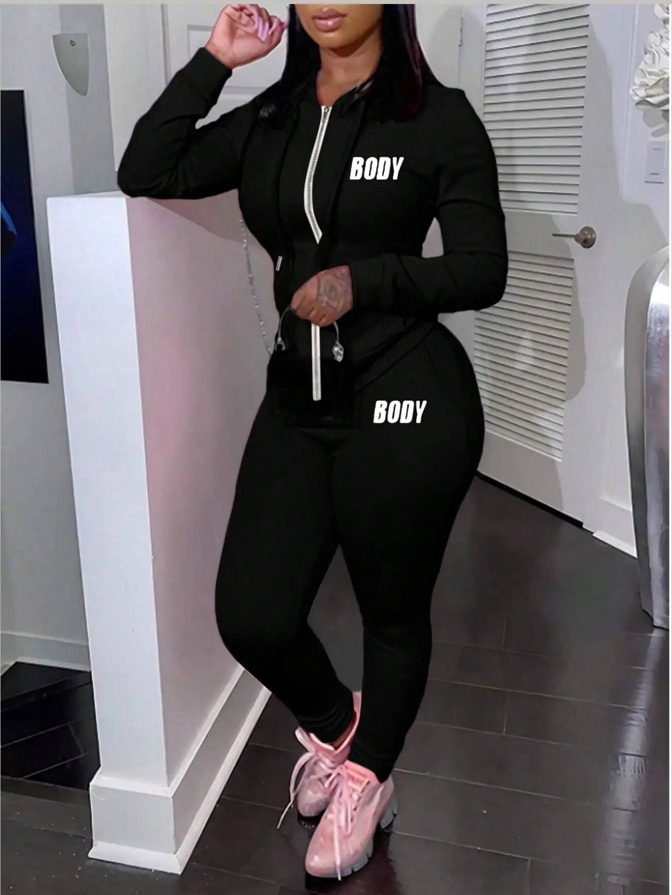 BWQ Tracksuit For Women Set 2 Piece Joggers Letter Print Jogging Sweat Outfits Hoodie And Sweatpants Set