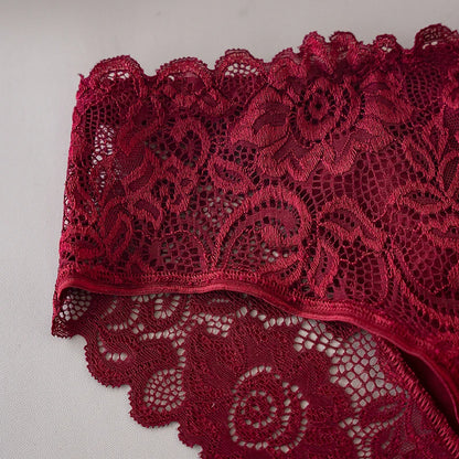 Luxury Floral Embroidery Lace Panties Women Briefs Sexy Hollow 3PCS Lingerie Female Underwear Ladies Breathable Underpants