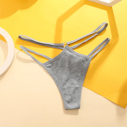 Women Cotton Low Waist Sexy Secret G-string Underwear Hollow Out Elasticity Panties Thong Seamless Brief Breathable Lingerie