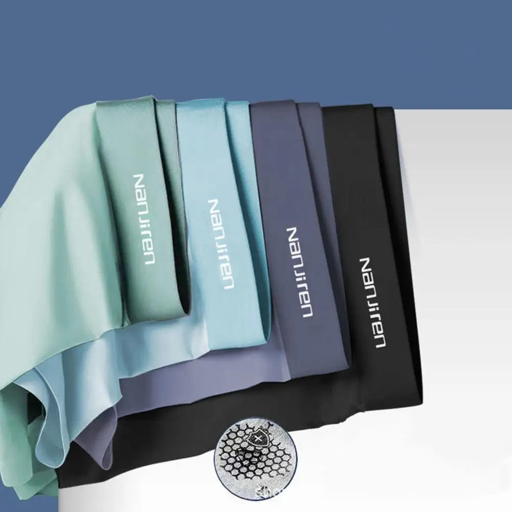 4pcs Boxer Shorts Men's Ice Silk Underwear Cool Underpants Breathable Sexy Thin Panties U Convex Lingerie Wholesale Lots L-6XL