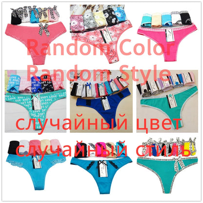 Sexy Women's Thong Cotton G Strings Panties for Ladies Dot Star Printed Tanga Girls Underwear Intimate Underpants 5 pcs/lot