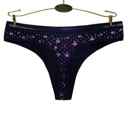 Sexy Women's Thong Cotton G Strings Panties for Ladies Dot Star Printed Tanga Girls Underwear Intimate Underpants 5 pcs/lot