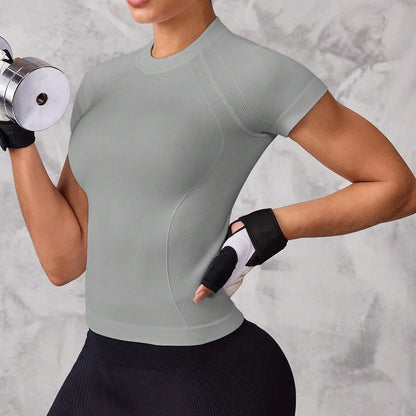 Women's short-sleeved sports top, breathable and quick-drying fabric, suitable for running and yoga,