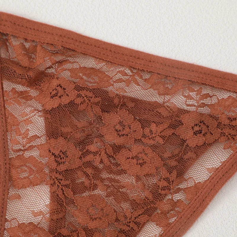 Women's Underwear Lace Panties Floral Lingerie Woman Panties Sexy Thong G-String Female Pantys Perspective Intimates Ne 4PCS