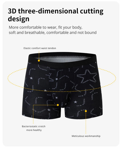 4/5Pcs European and American Size MEN'S Printed Fashion Boyshort Comfortable MEN'S Waist plus Size Underwear Sexy Swimming Trunk