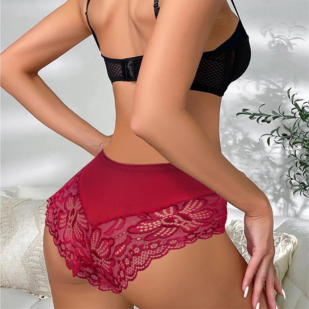 WarmSteps 3Pcs/Set Sexy Lace Panties Women Underwear Flroal Rmantic Women's Pantys Female Lingerie G Strings Thongs Briefs Tanga