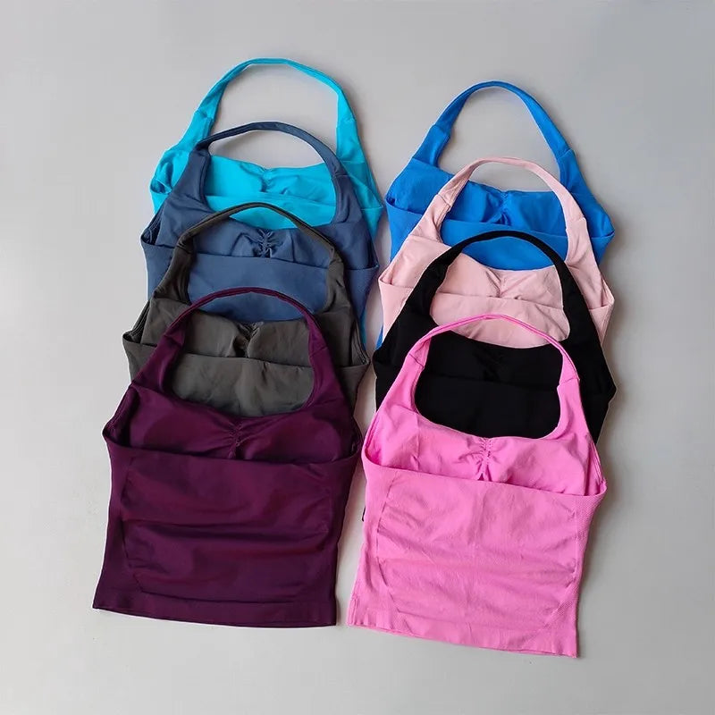 Halter Yoga Vest, Shockproof Running Sports, High-Strength Sports Underwear, Fitness, Pilates Suspender, Beautiful Back, Autumn