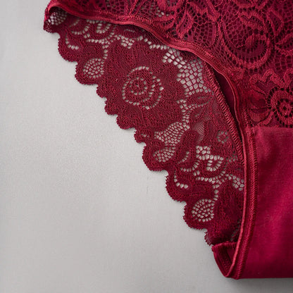 Luxury Floral Embroidery Lace Panties Women Briefs Sexy Hollow 3PCS Lingerie Female Underwear Ladies Breathable Underpants