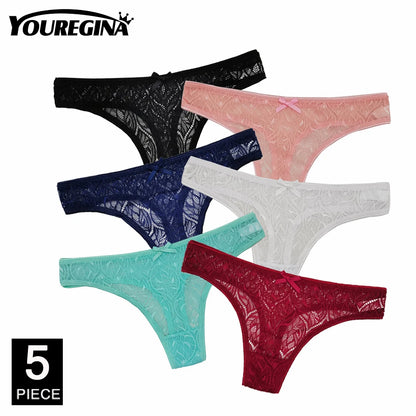Sexy Women's Thong Cotton G Strings Panties for Ladies Dot Star Printed Tanga Girls Underwear Intimate Underpants 5 pcs/lot
