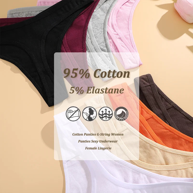 Women Cotton Thongs Female Sexy Low Waist Panties G-String Underwear Thongs Striped Panties Female Underwear T-Back Intimat 4PCS