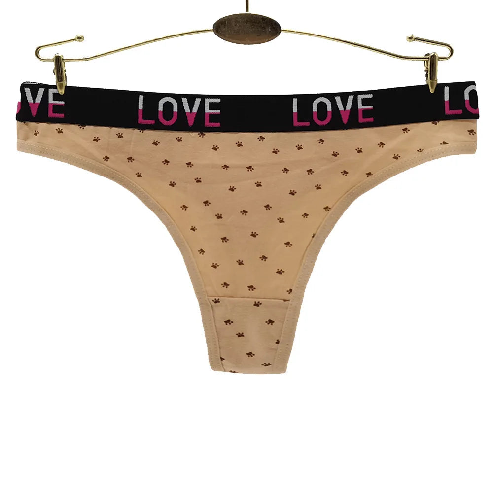 Sexy Women's Thong Cotton G Strings Panties for Ladies Dot Star Printed Tanga Girls Underwear Intimate Underpants 5 pcs/lot