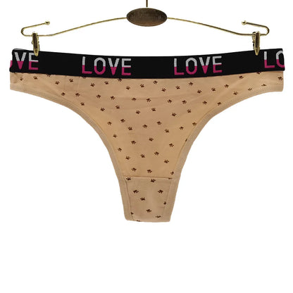 Sexy Women's Thong Cotton G Strings Panties for Ladies Dot Star Printed Tanga Girls Underwear Intimate Underpants 5 pcs/lot