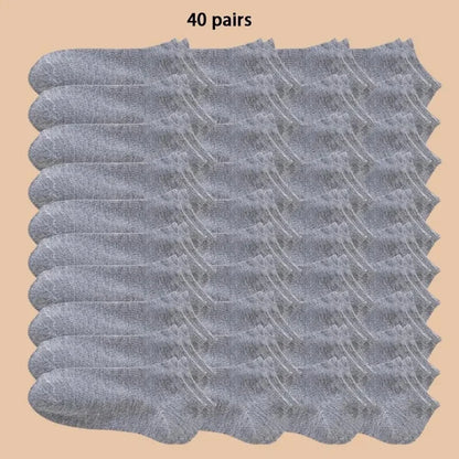 10/12/20/40 Pairs Men Boat Socks Business Sport Sweat Absorption Mature Summer Autumn Solid Color Soft Non Pilling Ankle Socks