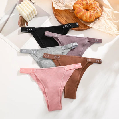 Women's Cotton Panties Sexy Underpants Low Waist Female 4PCS Briefs Finetoo Letters Thong Solid Color Intimate Lingerie M-XL