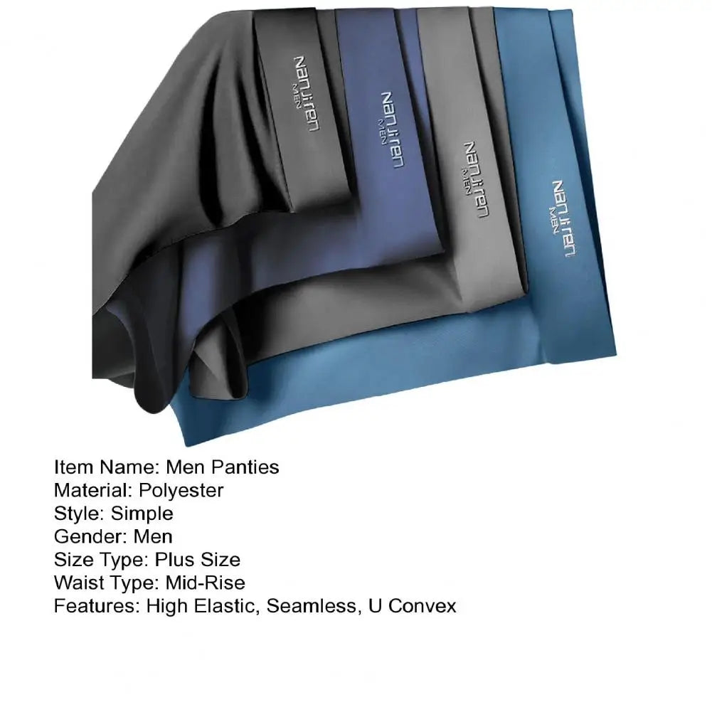 4pcs Boxer Shorts Men's Ice Silk Underwear Cool Underpants Breathable Sexy Thin Panties U Convex Lingerie Wholesale Lots L-6XL